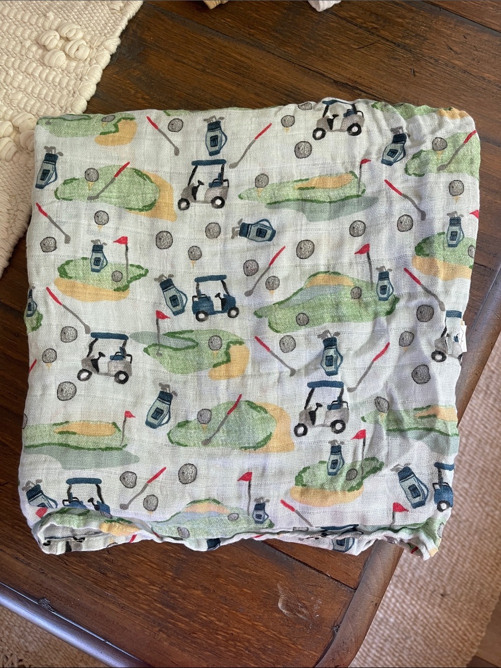 Mud Pie Golf Print Muslin Swaddle/Blanket